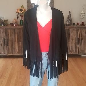 Zara faux suede fringe jacket